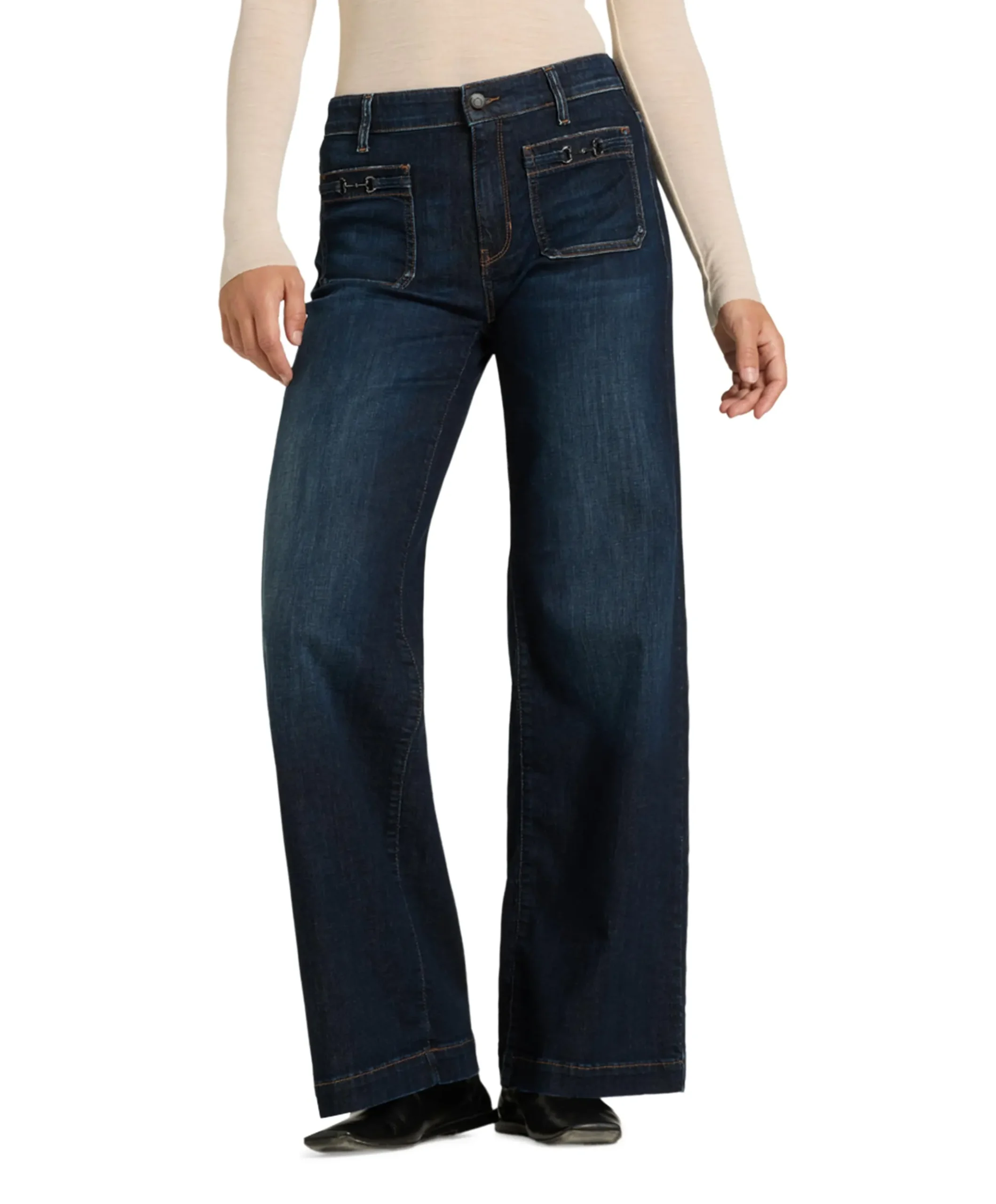 Ada patched pocket dames jeans blauw