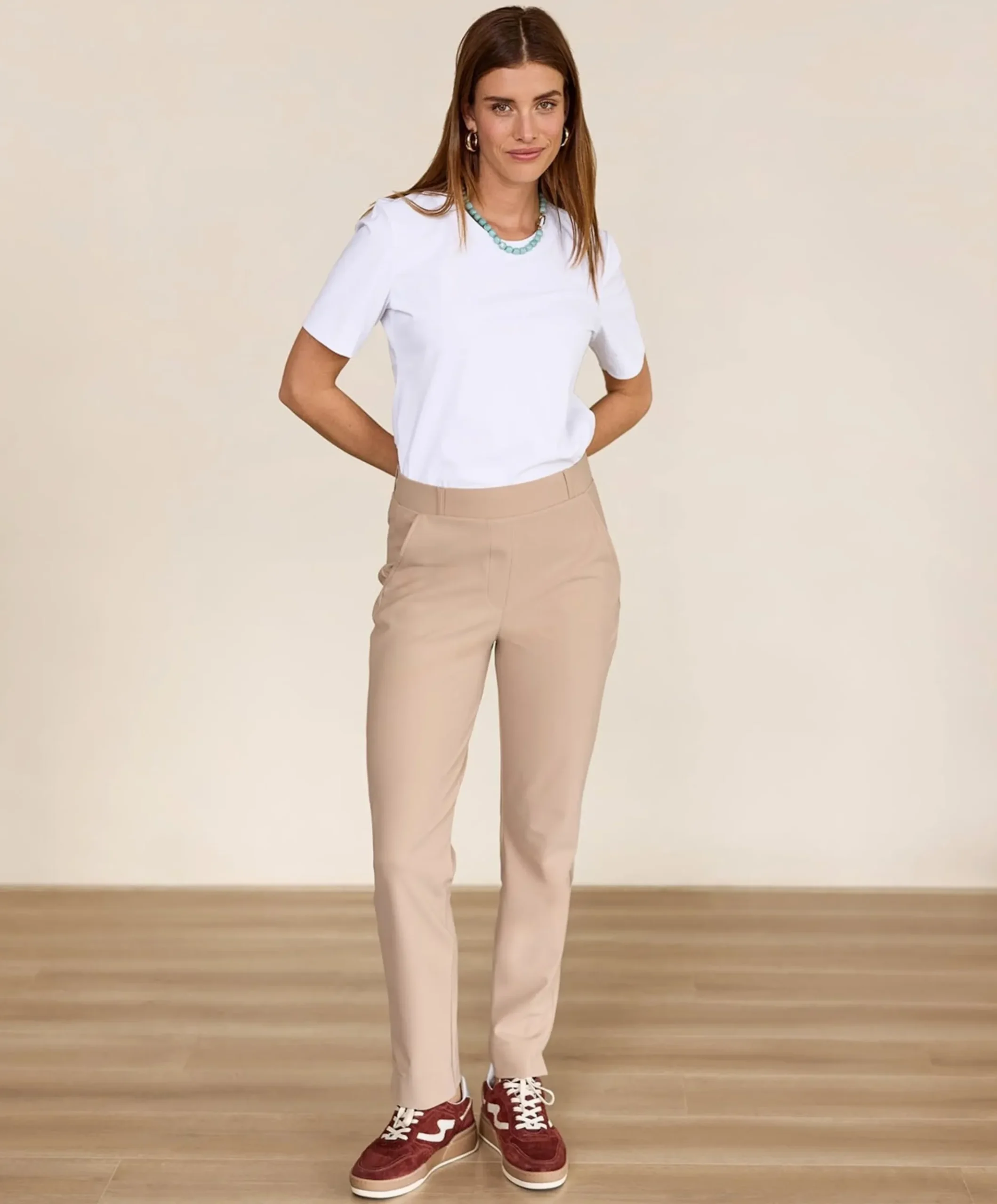 Anne bonded broek beige