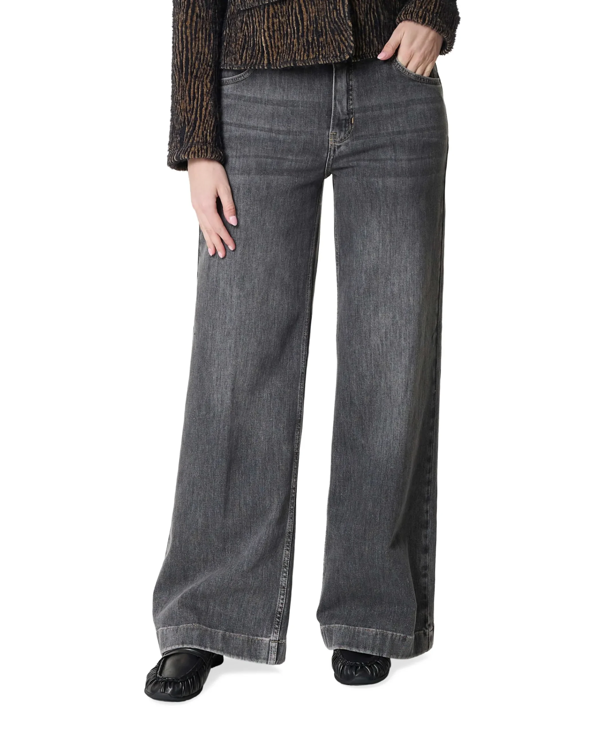 Audrey Wide Leg Palazzo dames jeans grijs