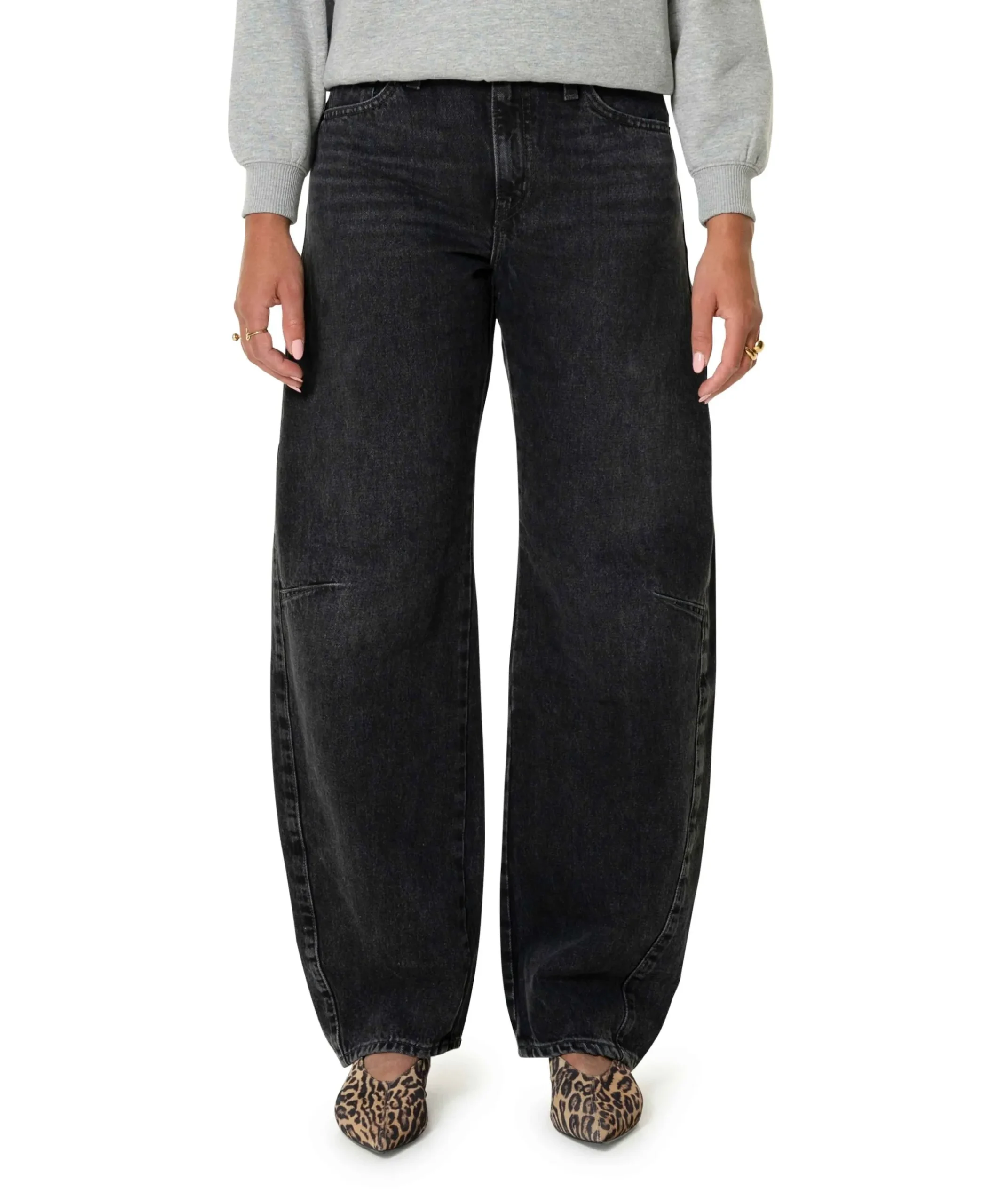 Baggy dad barrel dames jeans zwart