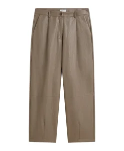 Balloon trouser Soft faux leather dames broek beige