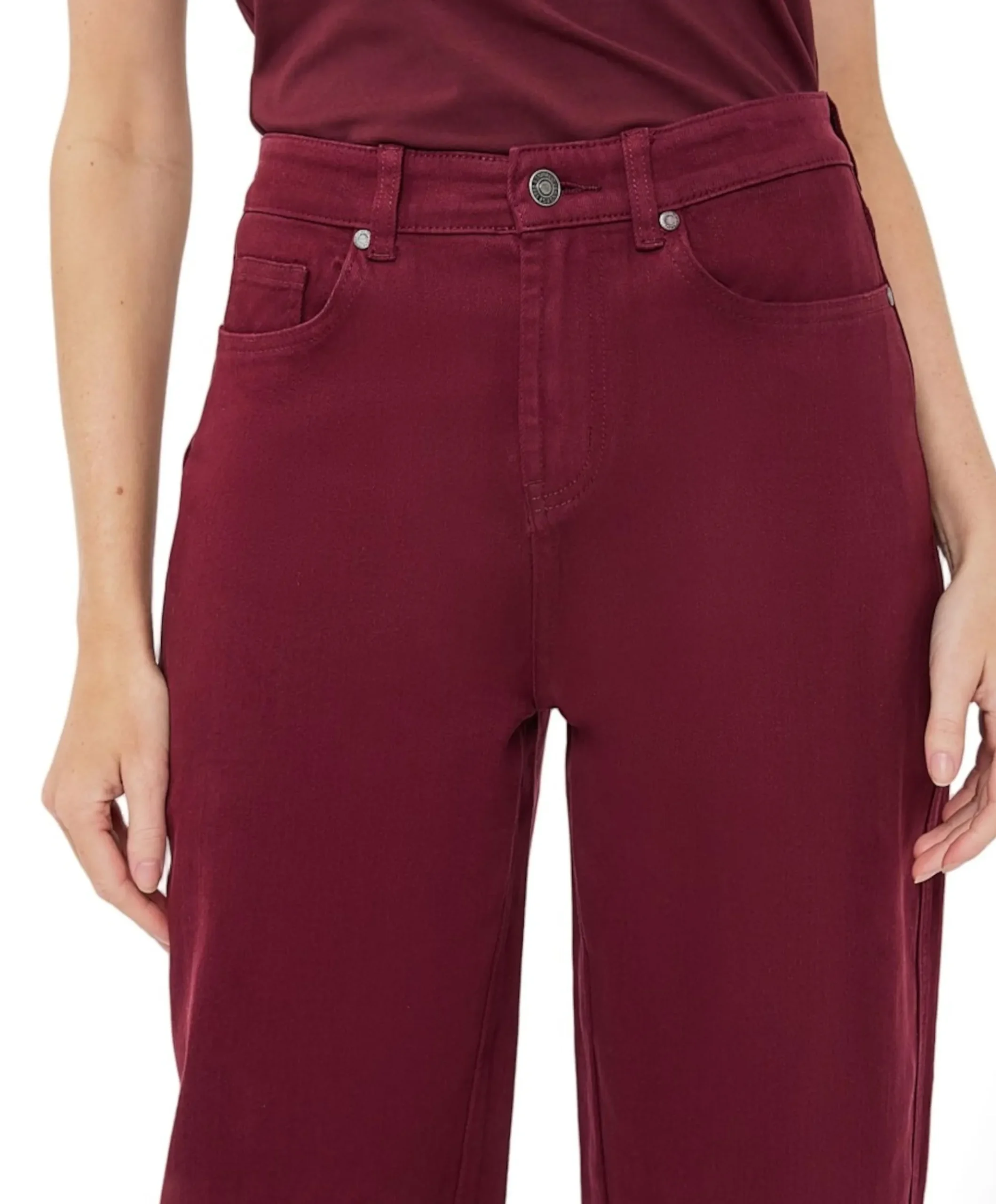 Barrel denim dames jeans bordeaux