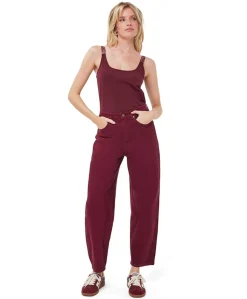 Barrel denim dames jeans bordeaux