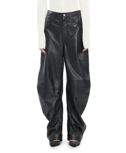 Barrel Leg Leather Pants dames broek zwart