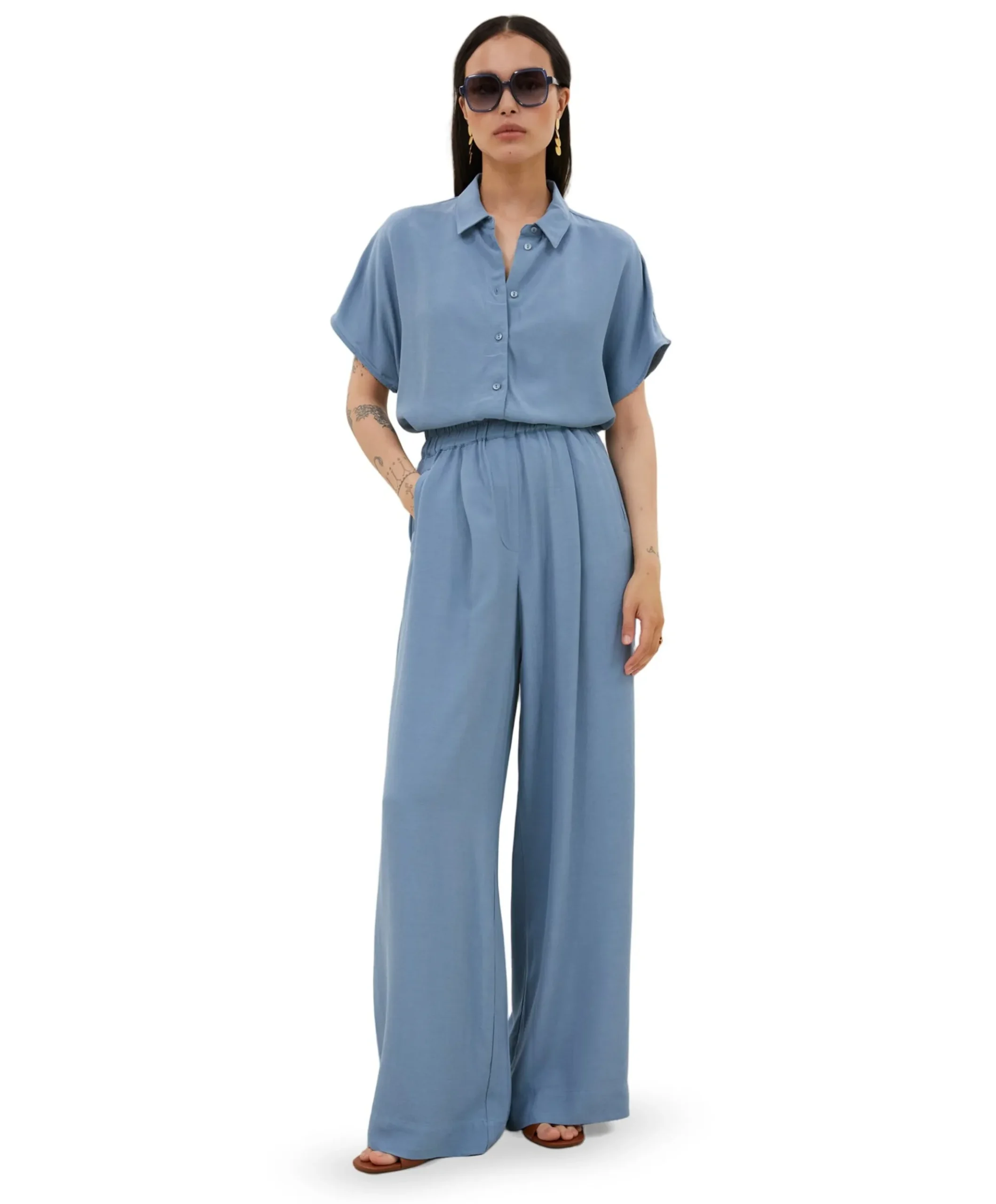 benji viscose pants dames broek blauw