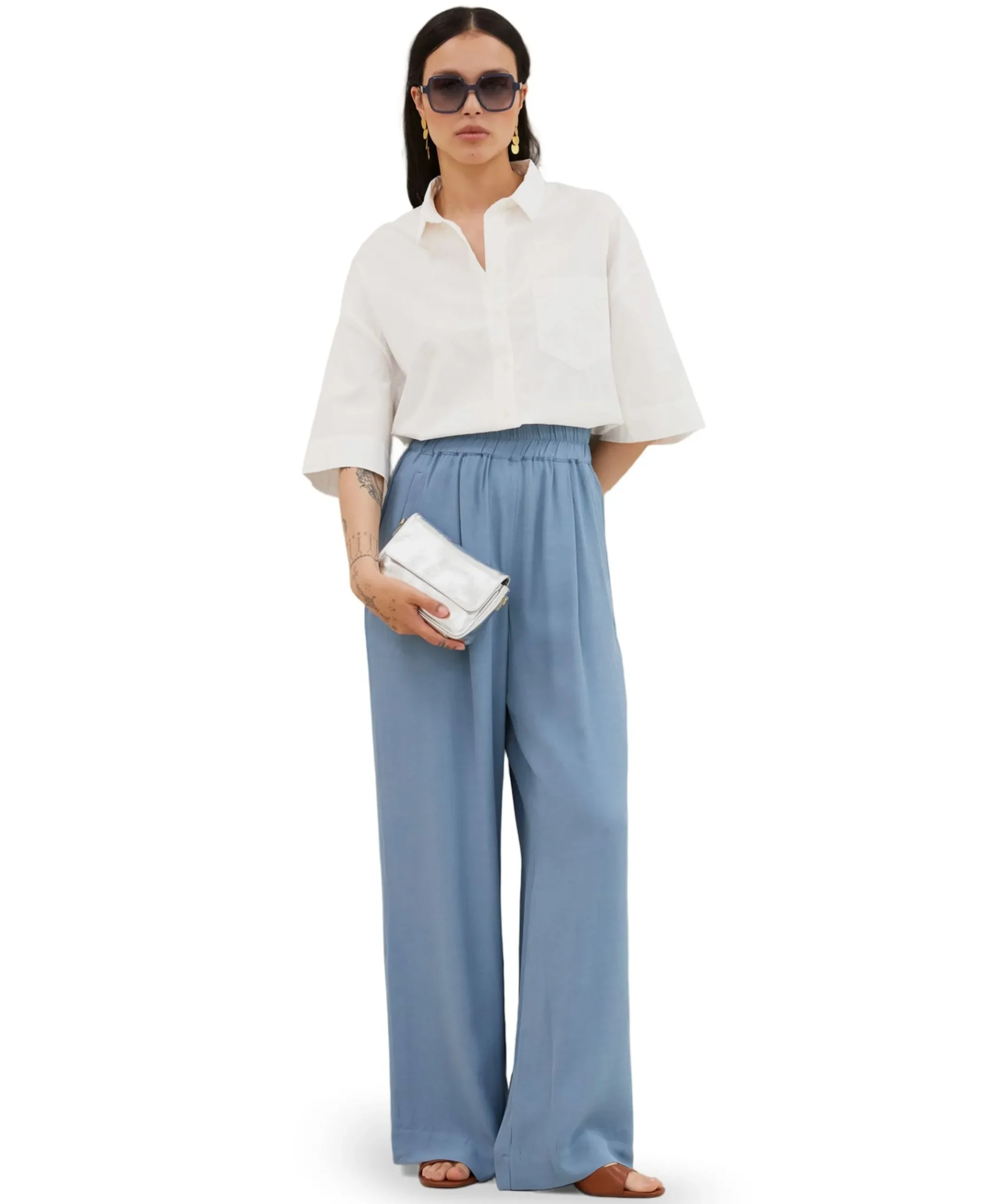 benji viscose pants dames broek blauw