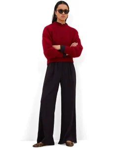 benji wide stripe dames broek bordeaux
