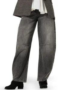 Broek-jeans-effen-baggy dames jeans grijs