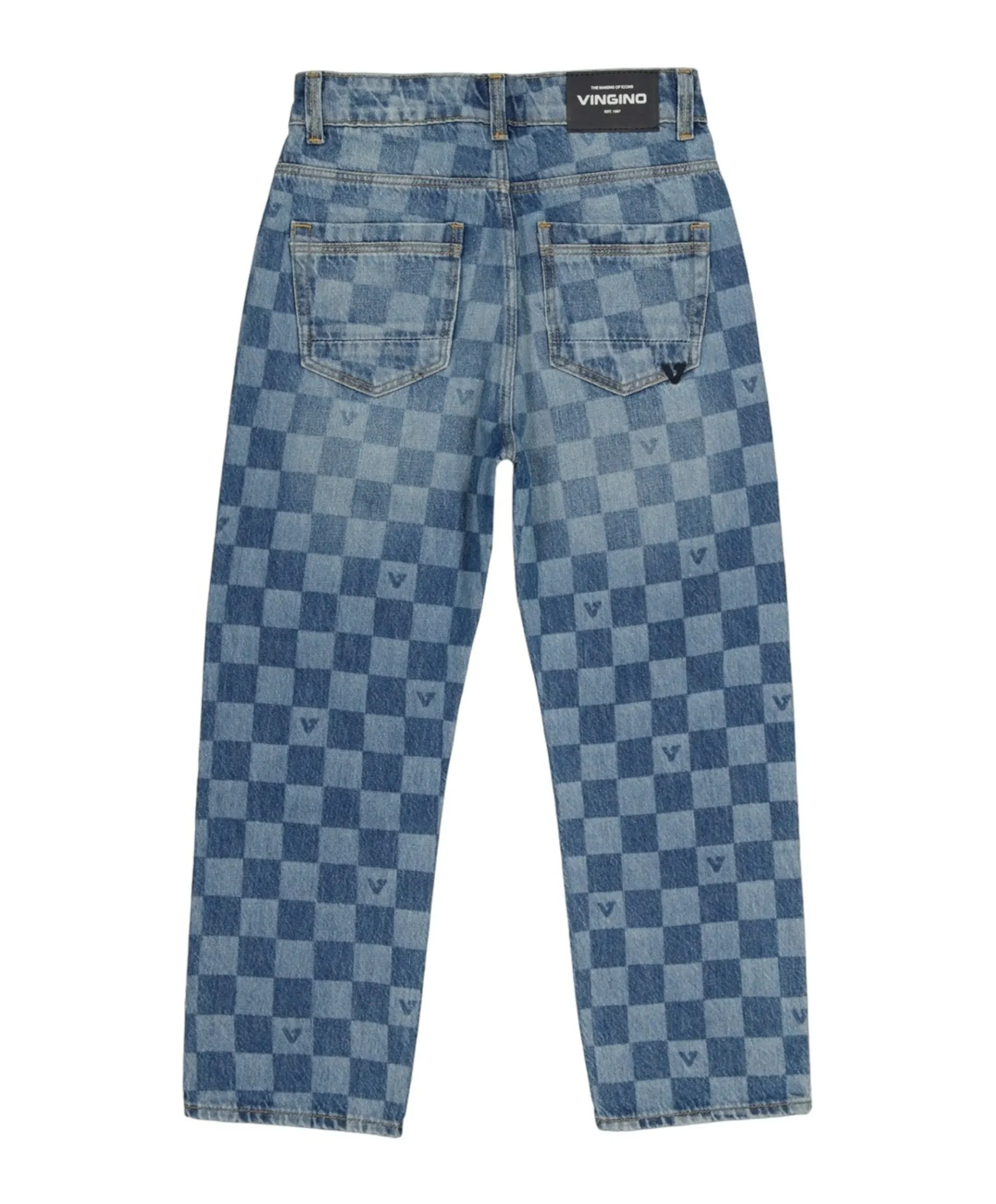 Cadore check jongens jeans blauw