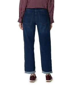 Caitlina side patch dark stone dames jeans blauw