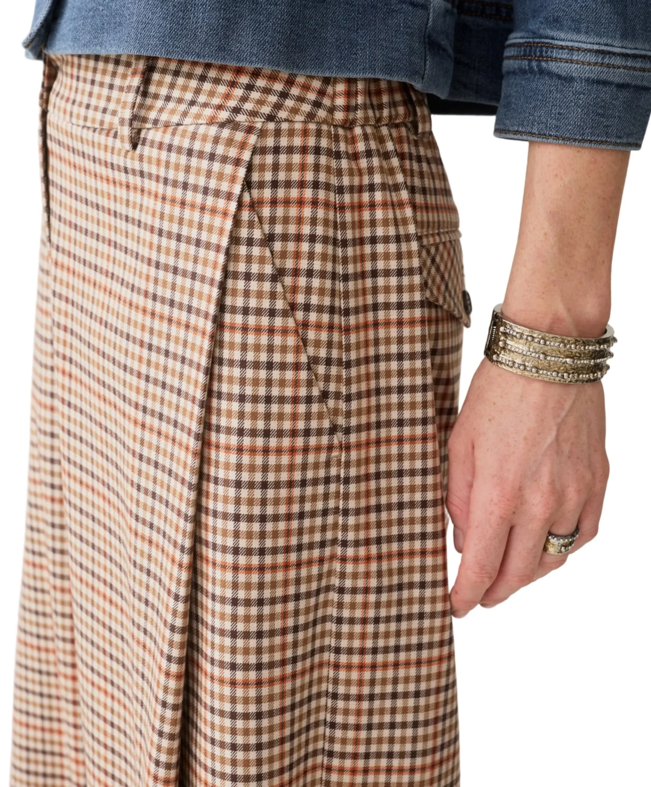 Check goji berry dames broek bruin