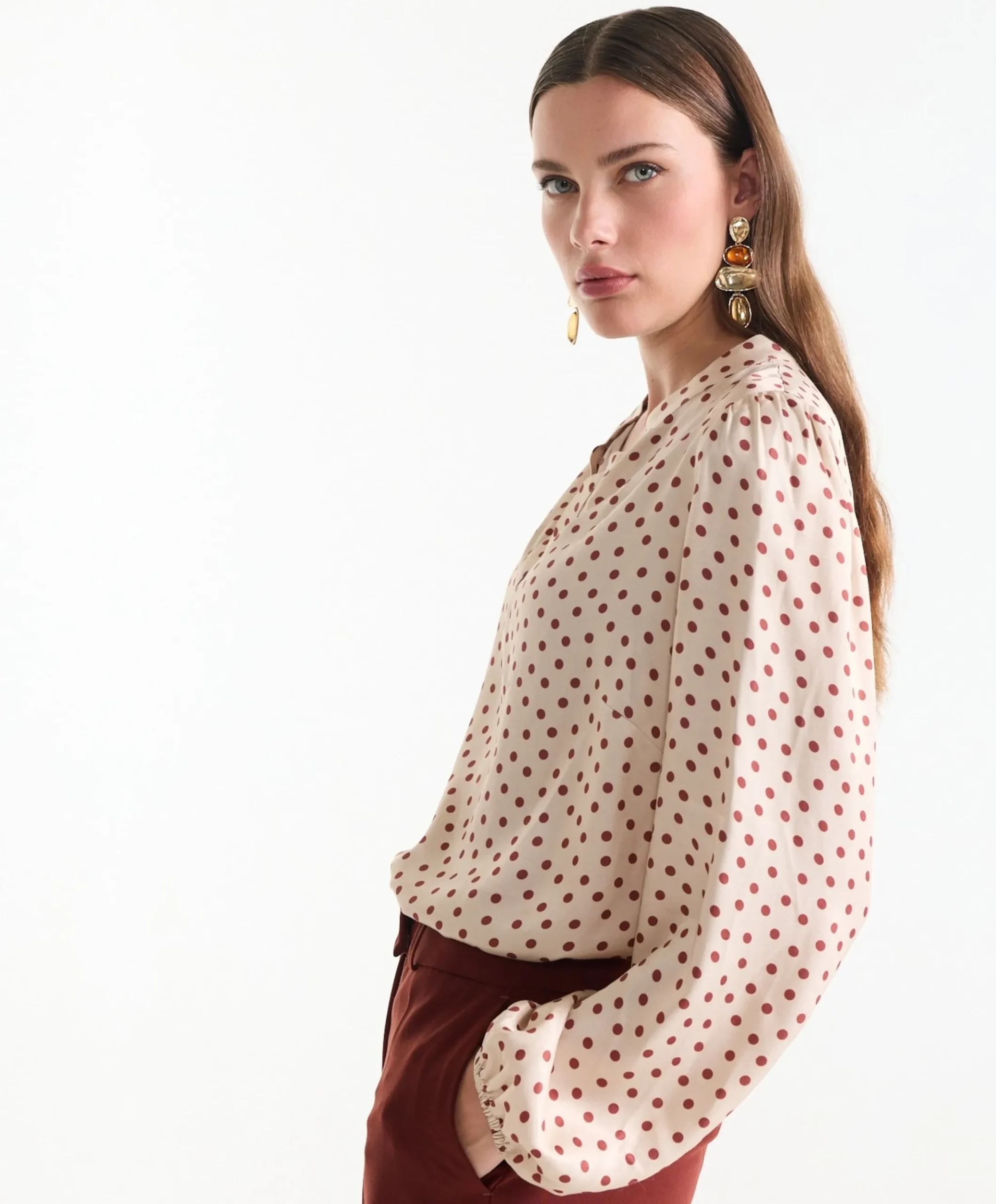 Dames blouse beige