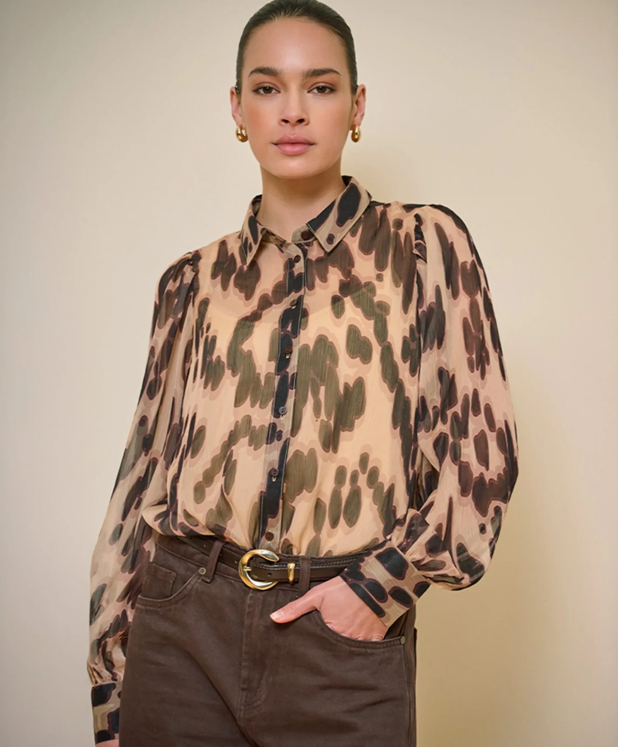 Dames blouse beige