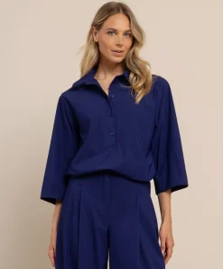 Dames blouse blauw
