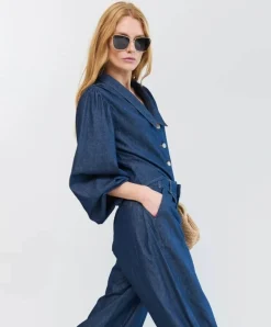 Dames blouse blauw