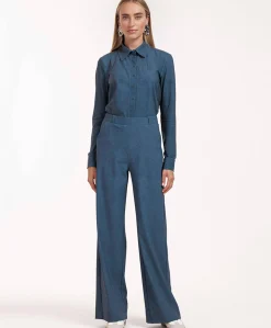 Dames blouse blauw