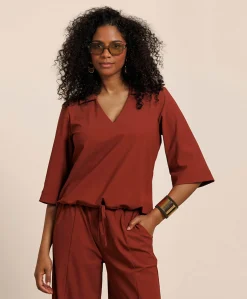 Dames blouse brique