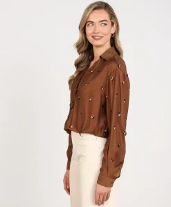 Dames blouse bruin
