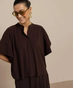 Dames blouse bruin