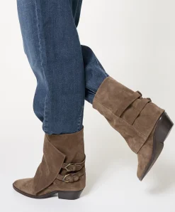 dames enkellaarzen beige