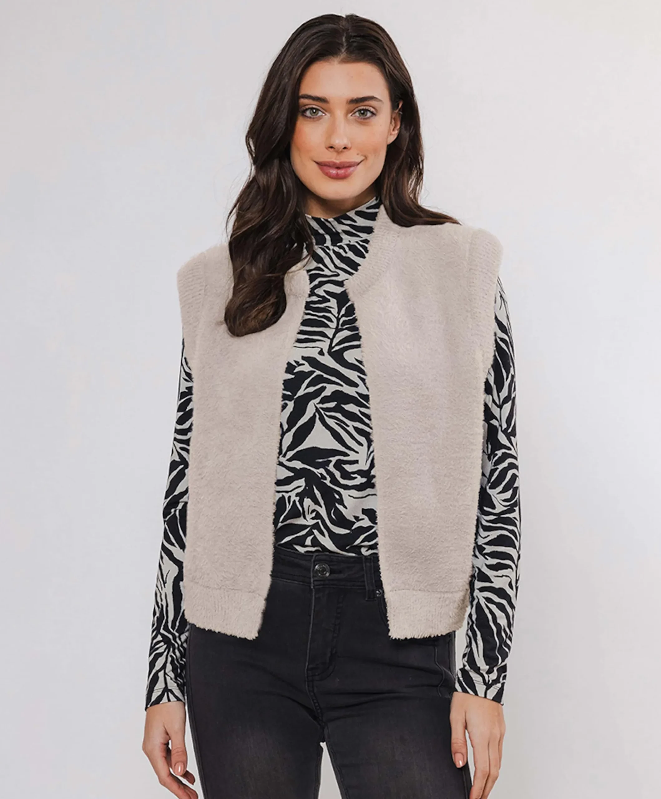 Dames gilet beige