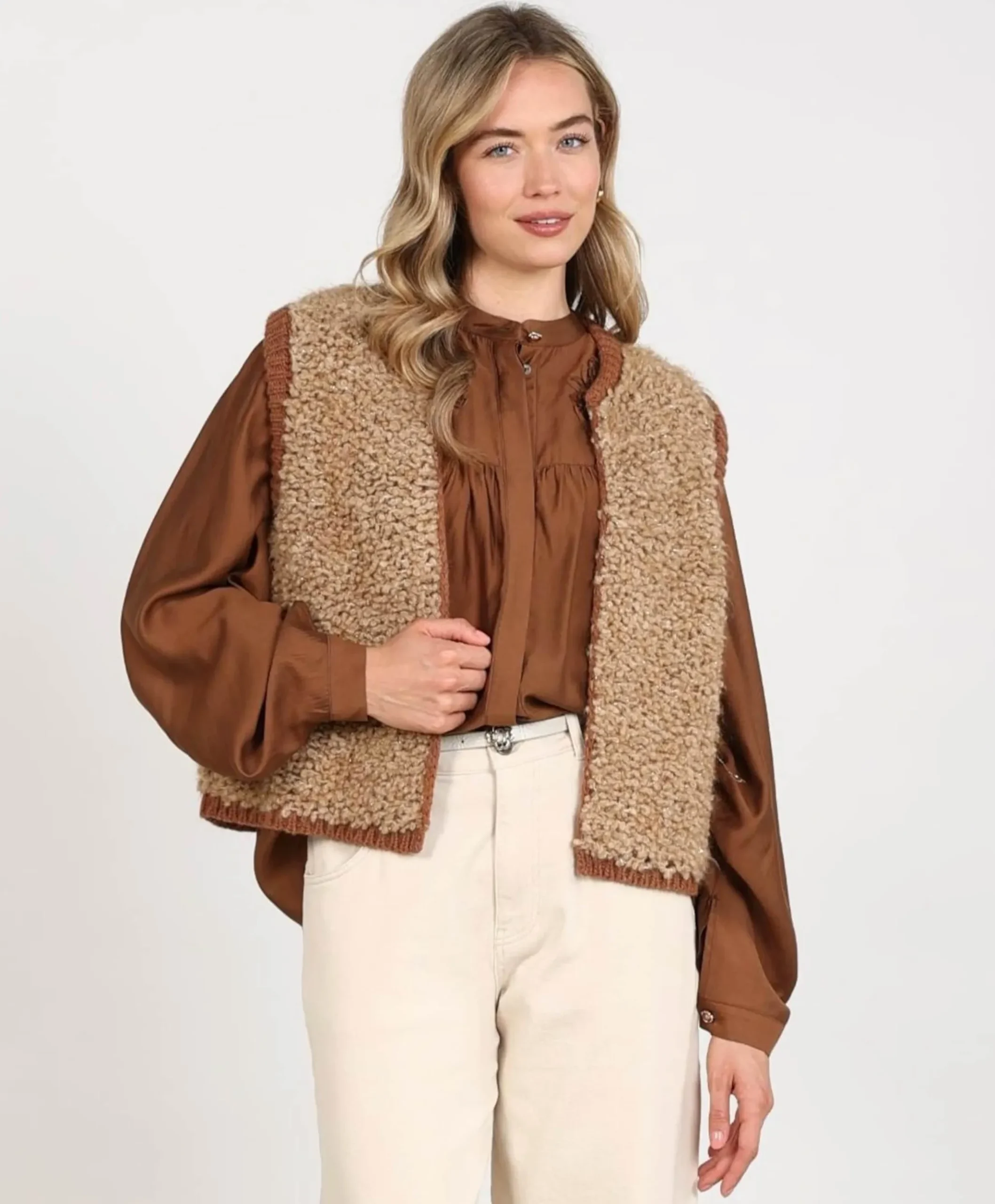 Dames gilet beige