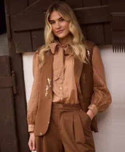 Dames gilet bruin