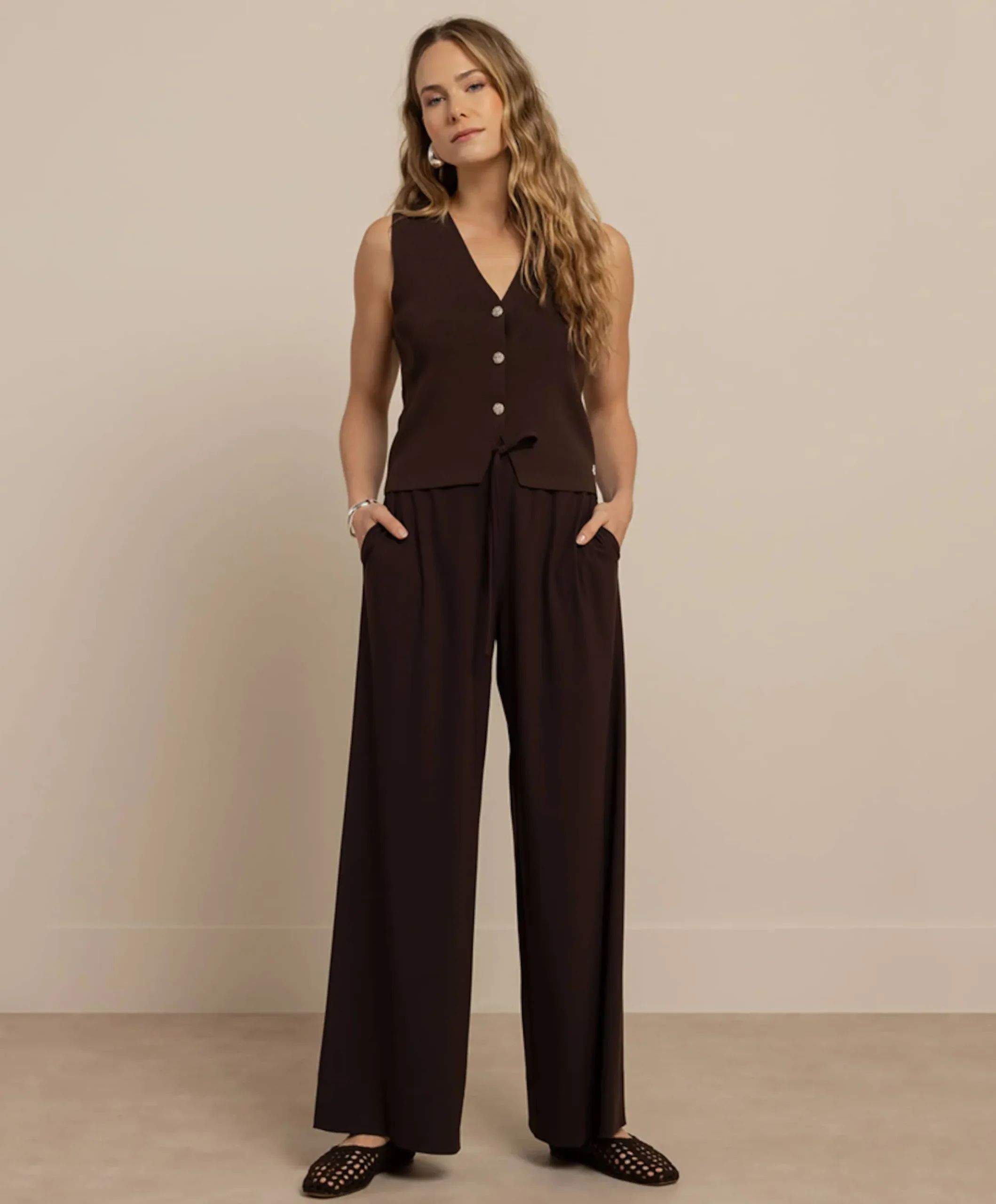 Dames gilet bruin