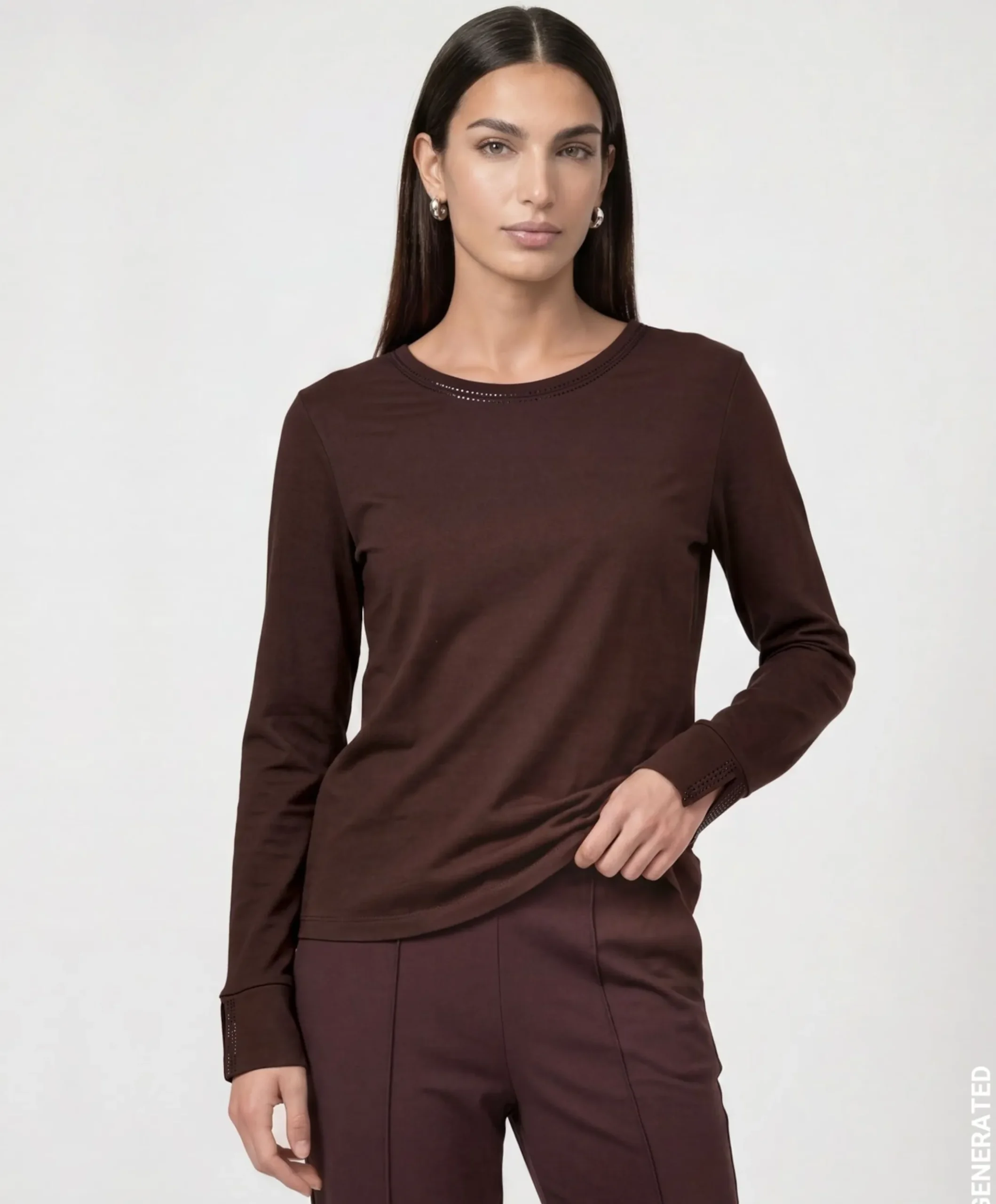 Dames longsleeve bruin