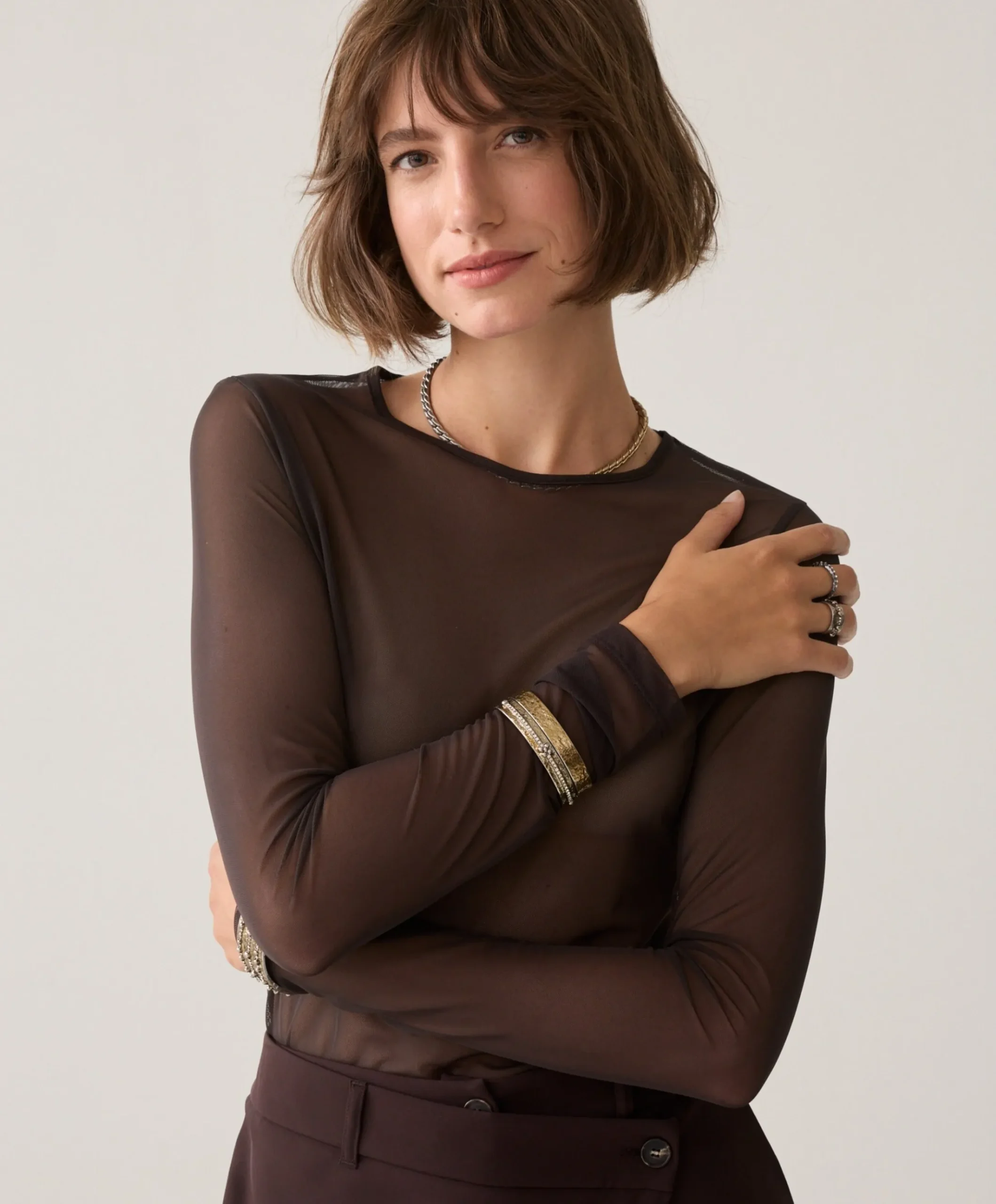 Dames longsleeve bruin