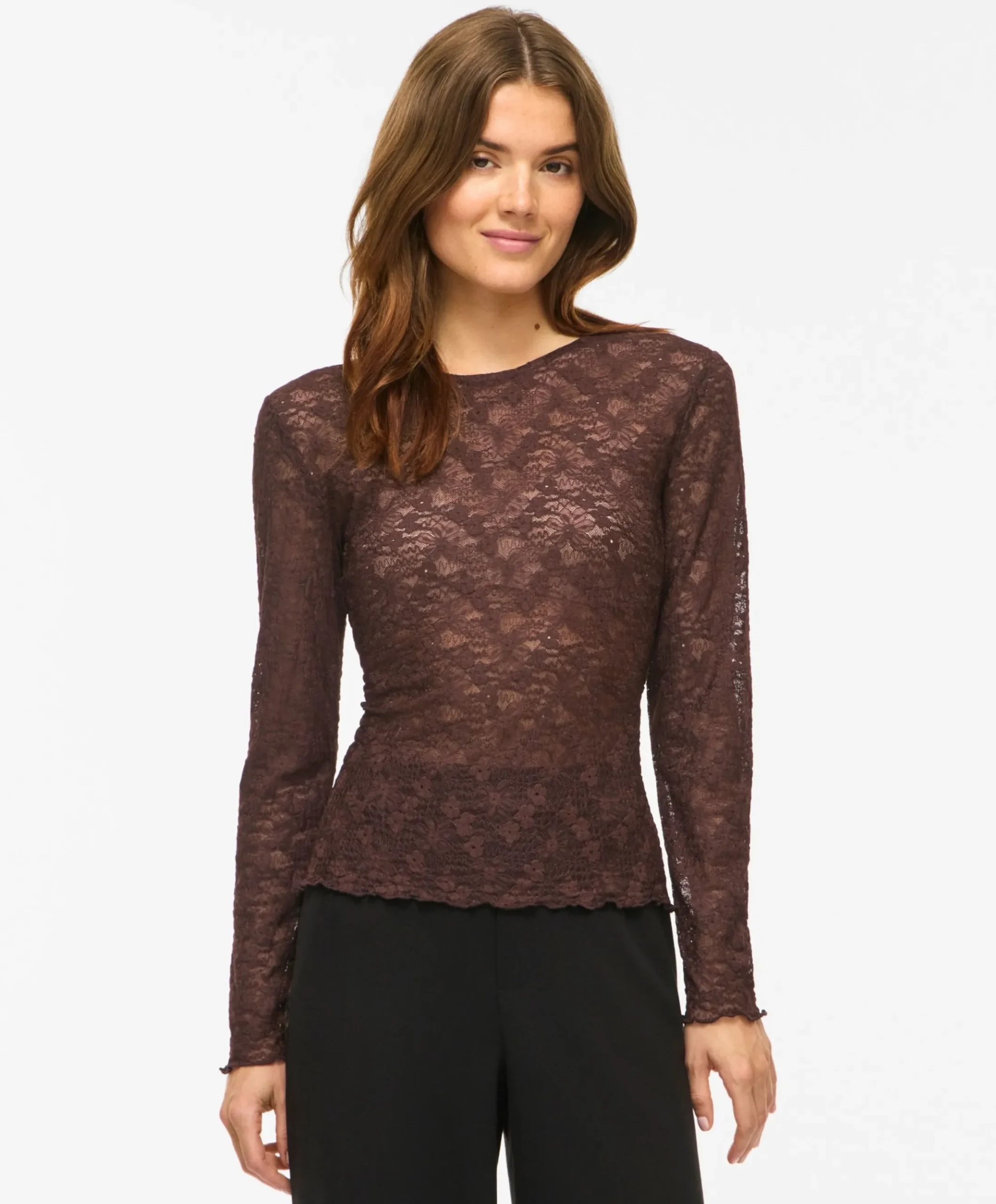 Dames longsleeve bruin