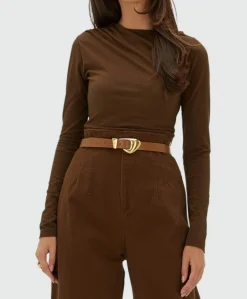 Dames longsleeve bruin