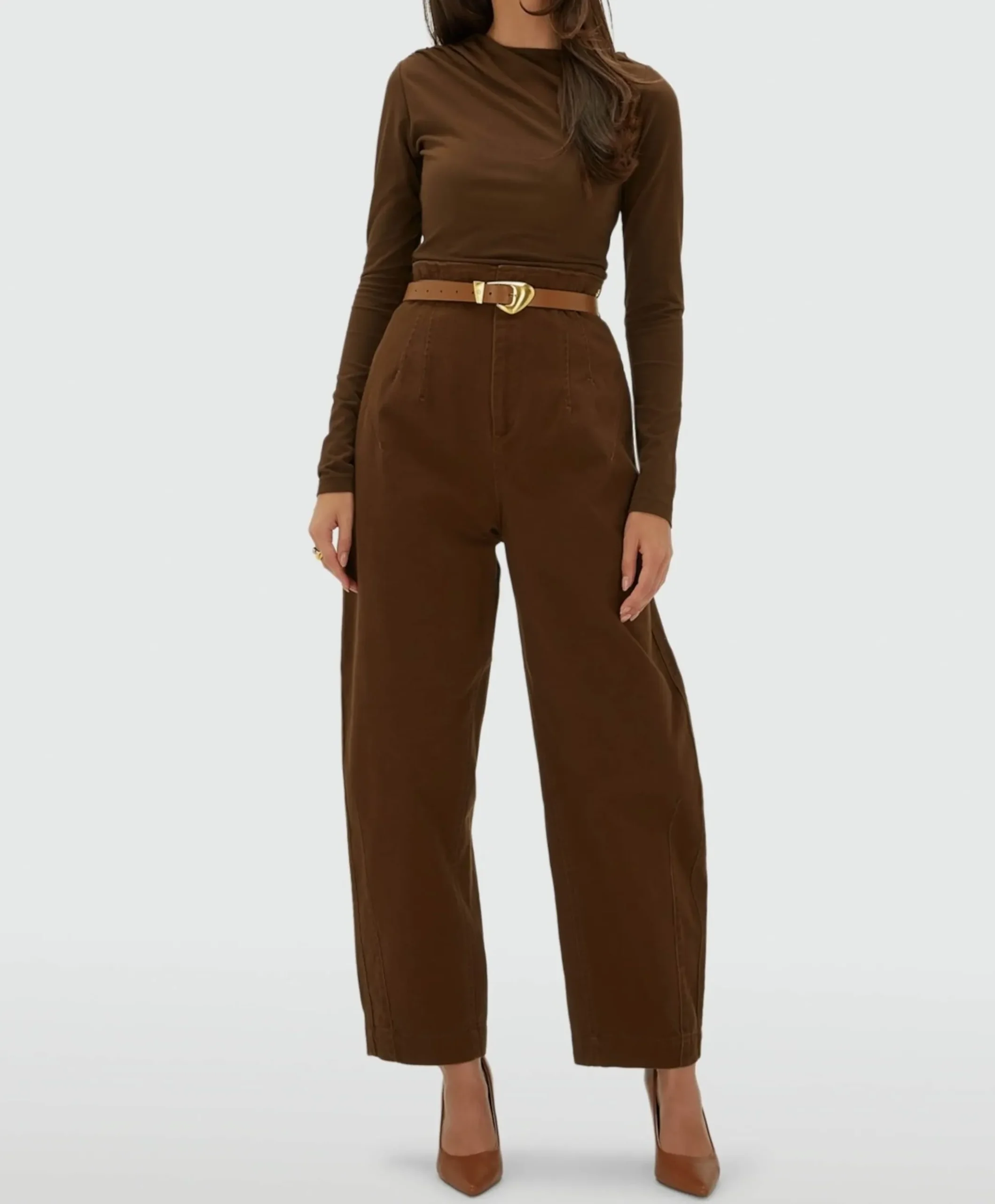 Dames longsleeve bruin