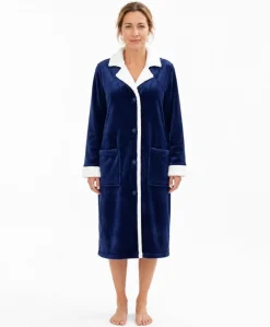 Dames ochtendjas blauw