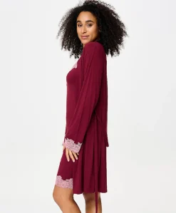 Dames ochtendjas bordeaux