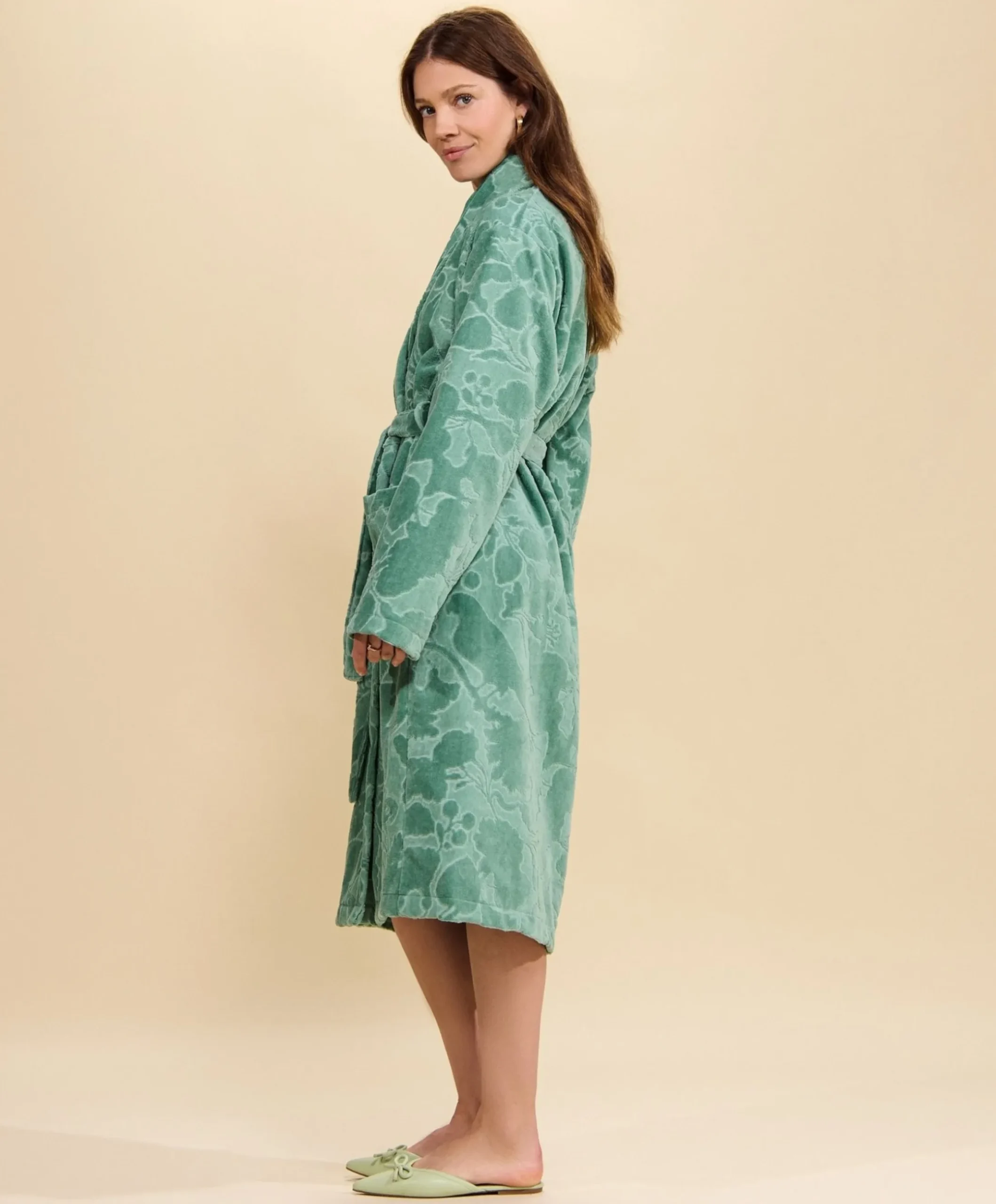 Dames ochtendjas groen