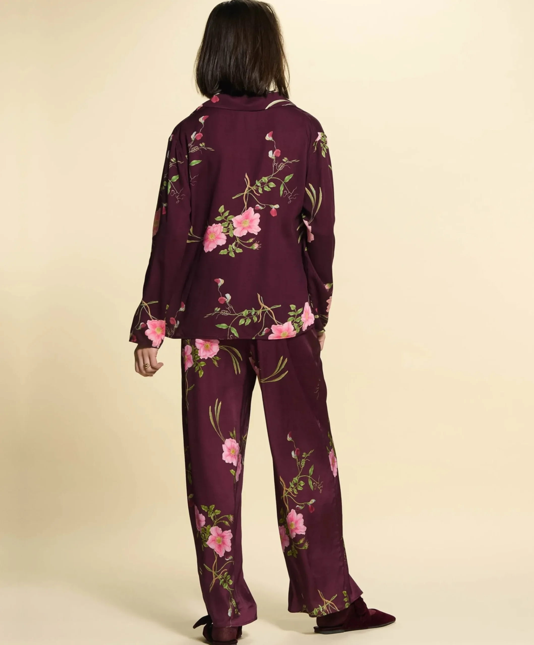 Dames pyjamabroek bordeaux