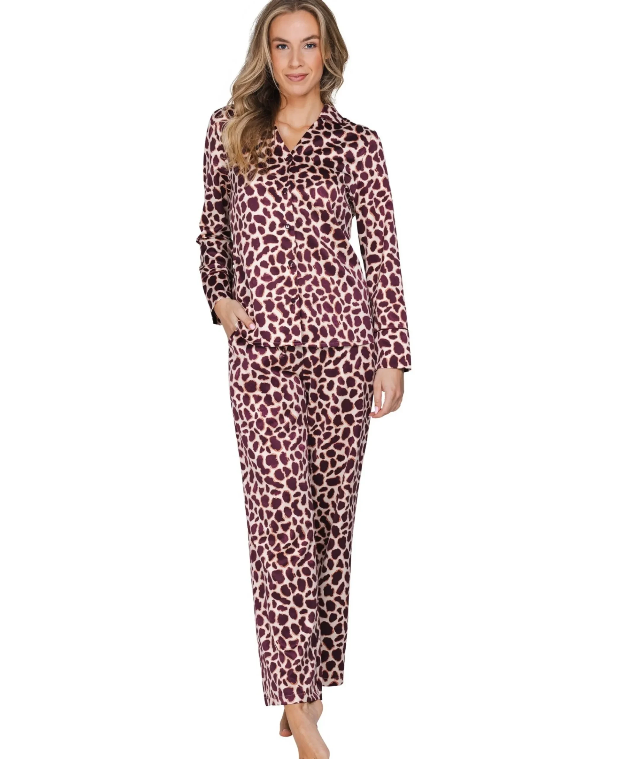 Dames pyjamaset bordeaux
