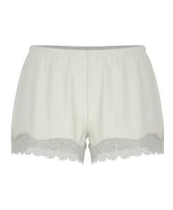 Dames pyjamashorts ecru