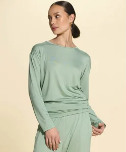 Dames pyjamatop groen