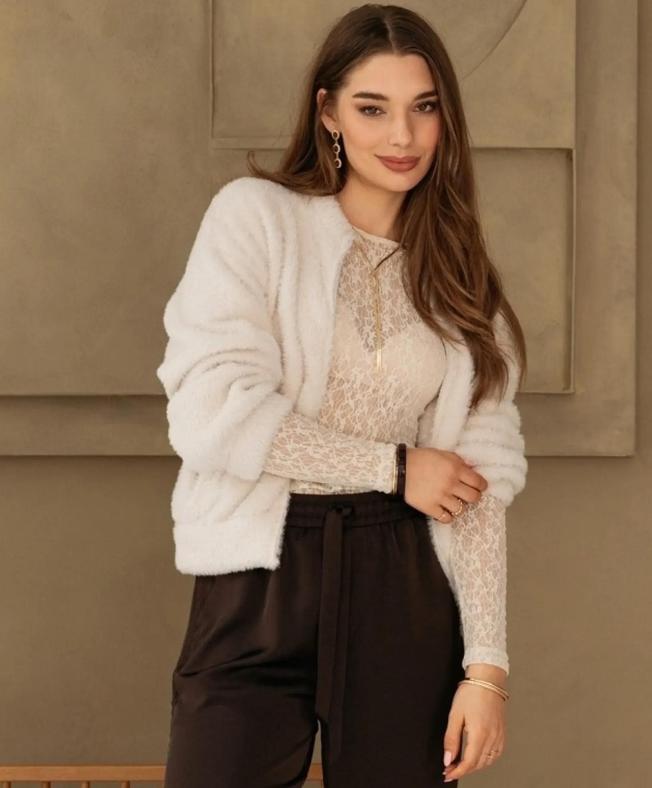 Dames top ecru