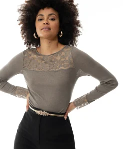 Dames T-shirt beige