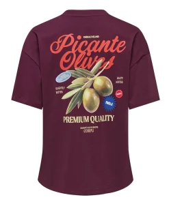 Dames T-shirt bordeaux