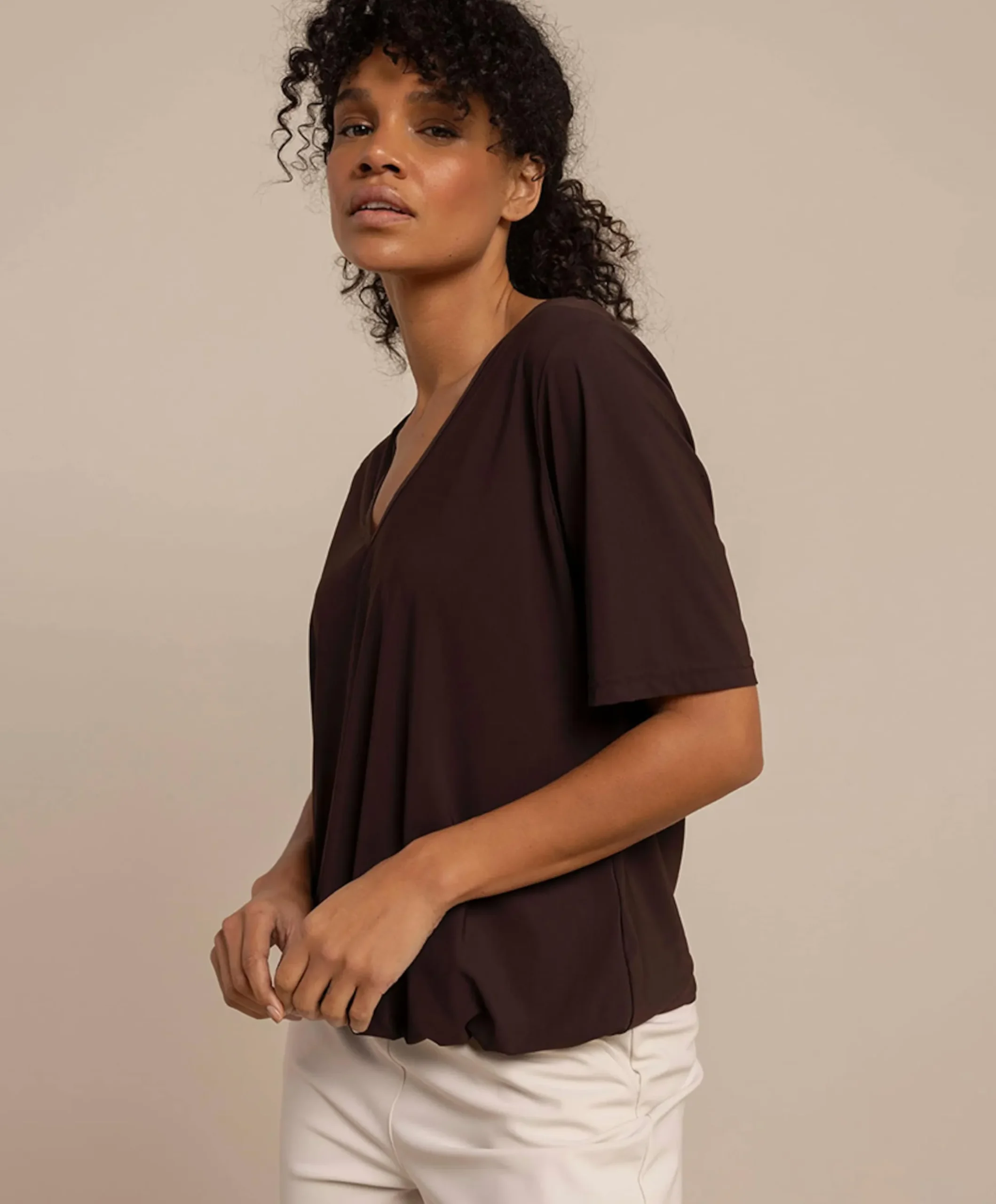 Dames T-shirt bruin