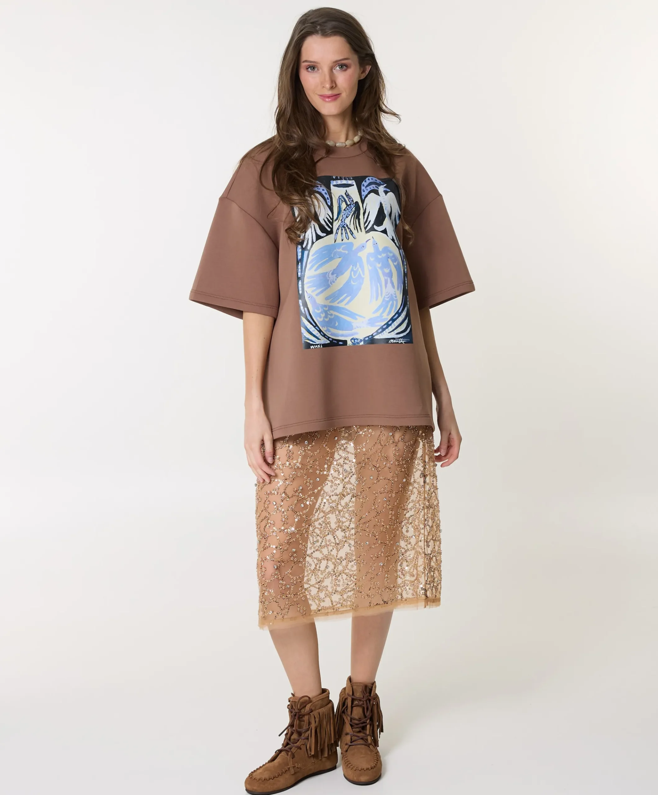 Dames T-shirt bruin