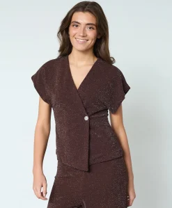 Dames vest bruin