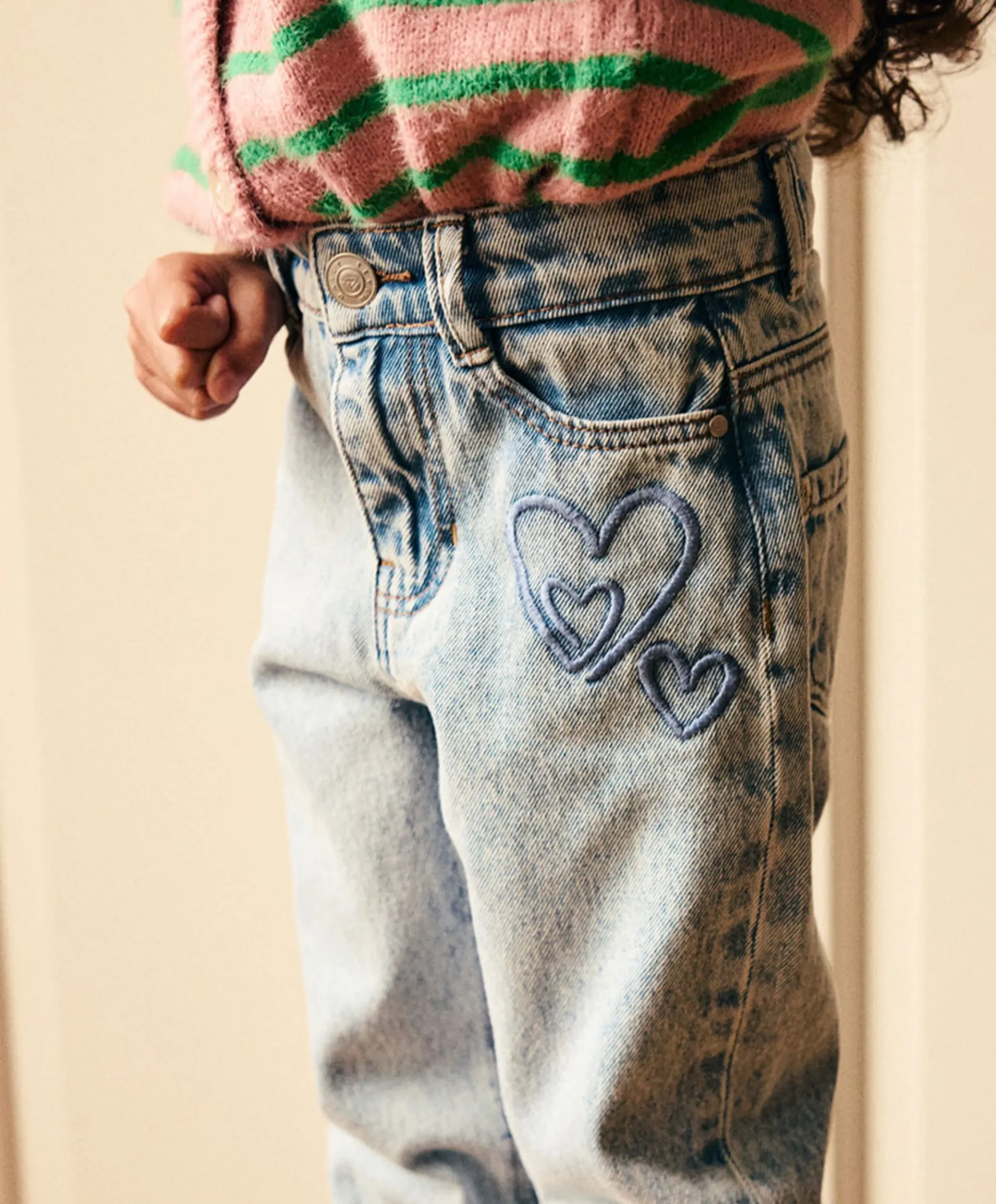 Denim Mom Fit Heart meisjes jeans blauw