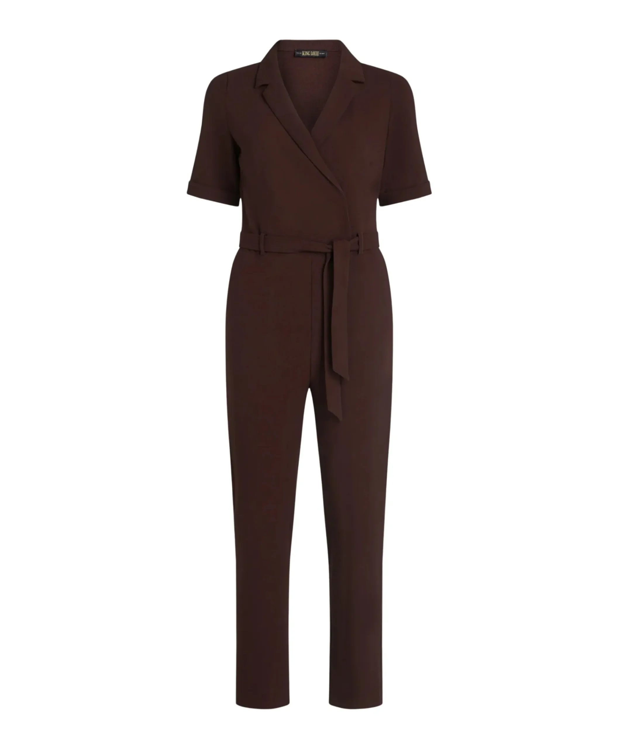 Doris Woven Crepe dames jumpsuit bruin
