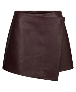 Elayne Faux Leather dames broekrok bordeaux