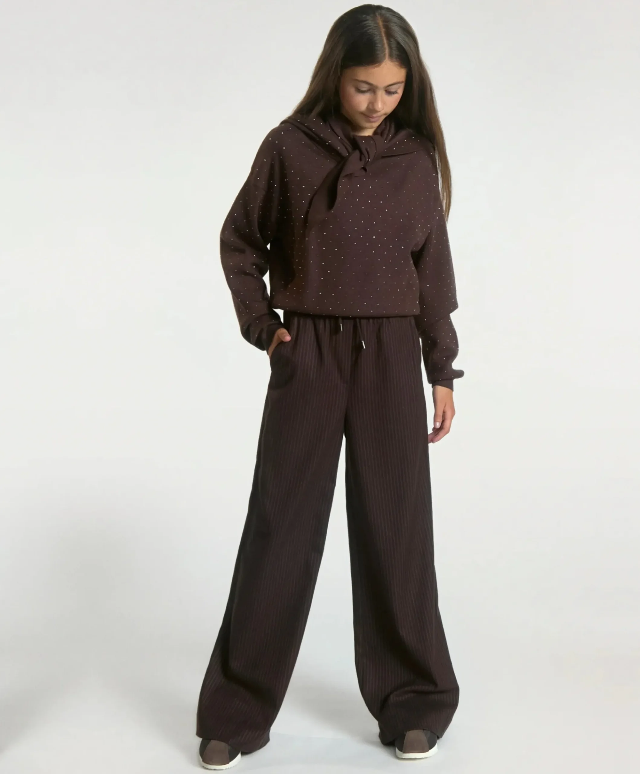 ESILA PINSTRIPE VIS 350 G meisjes pantalon bruin